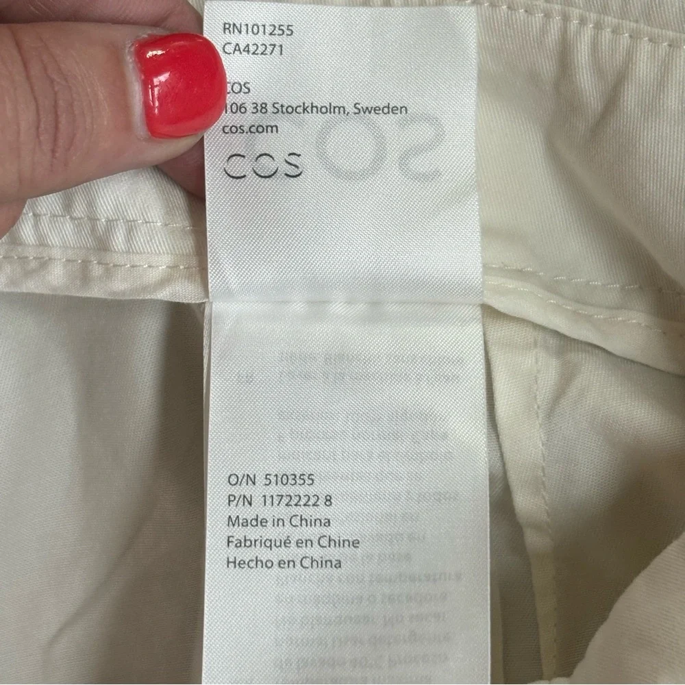 COS Wide Leg Linen-Blend Pants in Off-White